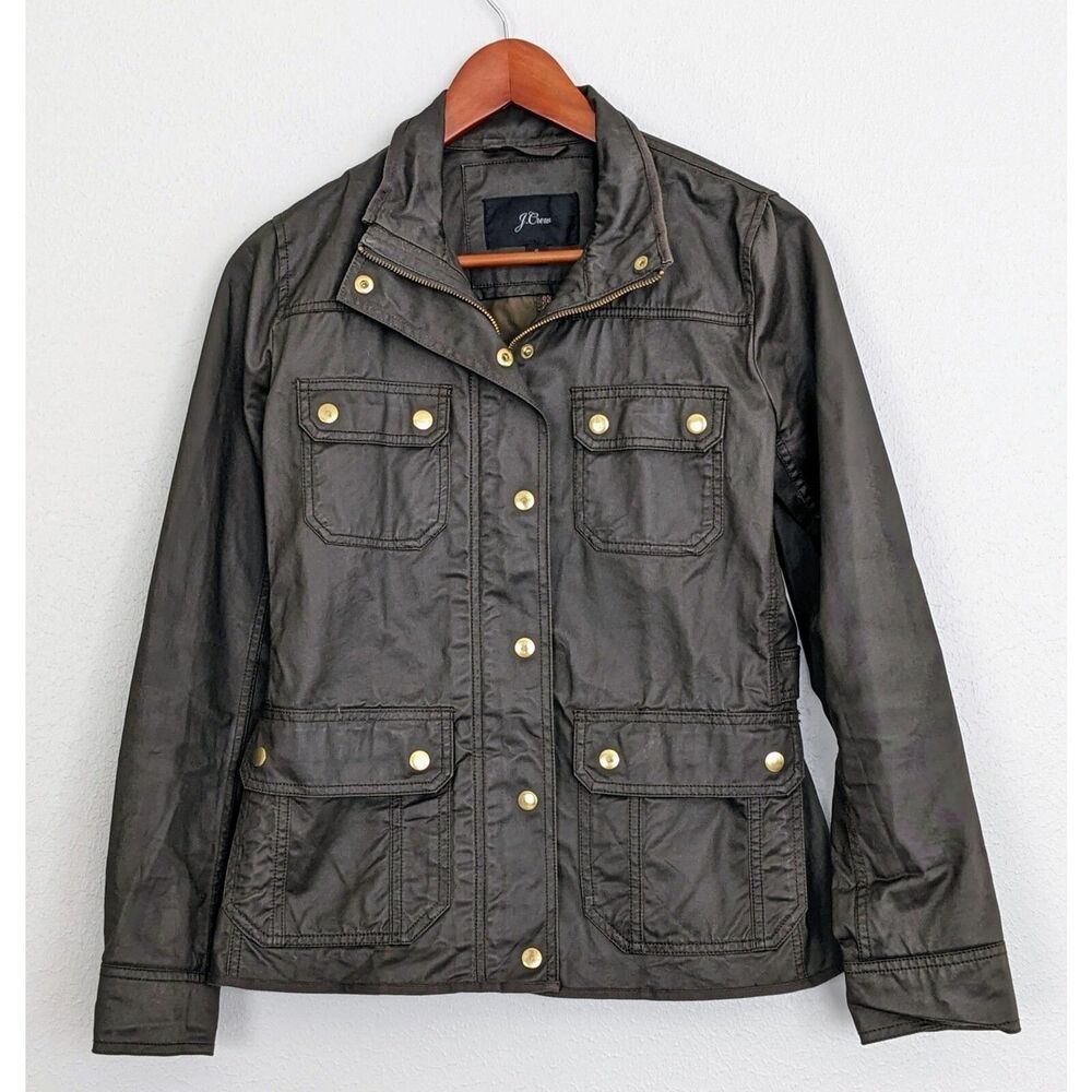 J.Crew Women's Mossy Brown Field Jacket Size Small S Casual Utility Coat EUC